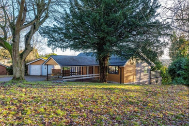 Expansive scandinavian two floor house exterior in West Midlands.