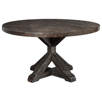Alpine Furniture Newberry Wood Round Dining Table in Salvaged Gray
