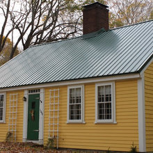 Exteriors with green metal roof