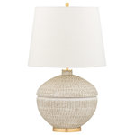 Hudson Valley Lighting - Katonah 1-Light Table Lamp- Gold Leaf Finish White Belgian Linen Shade - Features: