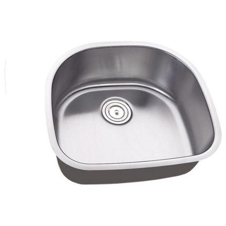 23" Stainless Steel Undermount D-Bowl Kitchen Island/Bar Sink, 16 Gauge