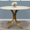 Haskell 48" Round Marble Top Dining Table in Ivory on Iron Base