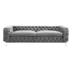 Low Back Sofas Houzz Tov Furniture Celine Velvet Sofa Gray Sofas