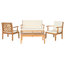 Safavieh Mallorca Outdoor Living Set, 4-Piece, Teak Brown and Ecru