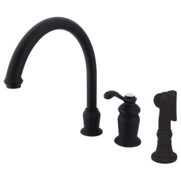 Kingston Single-Handle Widespread Kitchen Faucet w/Sprayer, Oil Rubbed Bronze