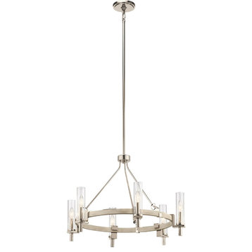Telan 6-Light Transitional Chandelier in White Washed Wood