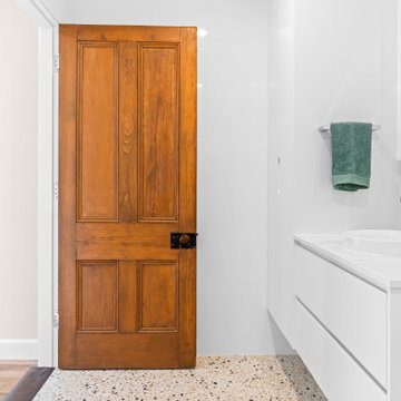 Bathroom - Feat: Recycled Timber Door from original cottage