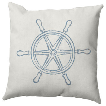 26x26" Large Ship Wheel Nautical Decorative Indoor Pillow, Dusty Smoke