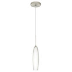 Besa Lighting - Besa Lighting 1XT-439507-LED-SN Zumi - One Light Cord Pendant with Flat Canopy - The Zumi is a slender yet shapely handcrafted glass with a open top and bottom. Our Opal glass is a soft white cased glass that can suit any classic or modern decor. Opal has a very tranquil glow that is pleasing in appearance. The smooth satin finish on the clear outer layer is a result of an extensive etching process. This blown glass is handcrafted by a skilled artisan, utilizing century-old techniques passed down from generation to generation. The 12V cord pendant fixture is equipped with a 10' braided coaxial cord with Teflon jacket and a low profile flat monopoint canopy. These stylish and functional luminaries are offered in a beautiful brushed Bronze finish.  Canopy Included: TRUE  Shade Included: TRUE  Canopy Diameter: 5 x 0.63