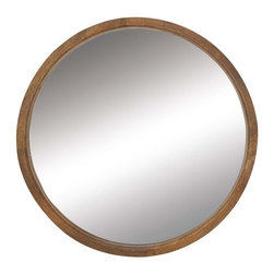 36 in. Round Brown Framed Wall Mirror - Wall Mirrors