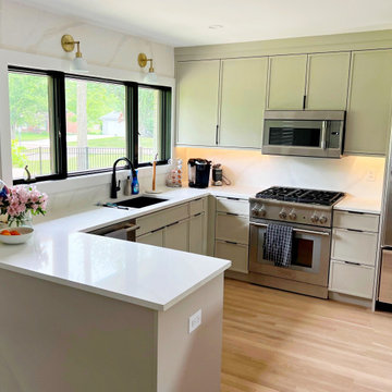 Kitchen with Geometric Pendant Lights