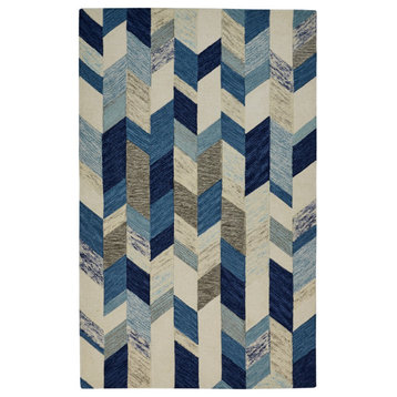 Weave & Wander Binada Tufted Blue/Ivory Rug, Blue/Ivory, 8' X 11'