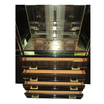 Mid Century Modern " Grand Master" Entertainment Bar Mivox Stereo Glass Curio Hu