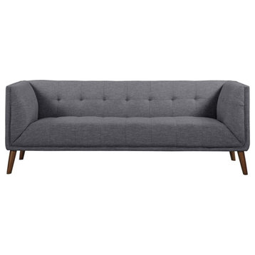 Armen Living Hudson Upholstered Mid-Century Linen Fabric Sofa in Dark Gray