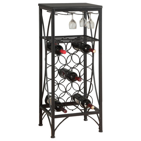 Home Bar/Wine Rack, Metal, Black