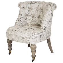 Traditional Armchairs And Accent Chairs Amelie Slipper Chair - Natural/Print