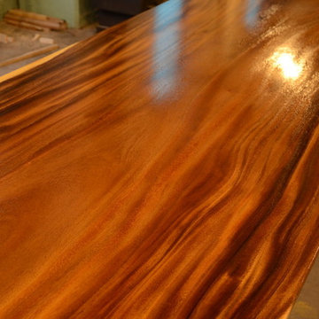 Monkey Pod Single Slab Table Top with Metal Base