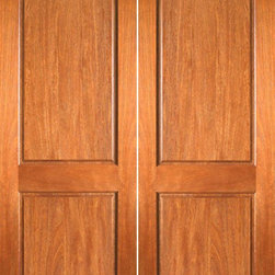 P-621 Interior Mahogany 2 Panel Arch Top Panel Double Door - Interior Doors