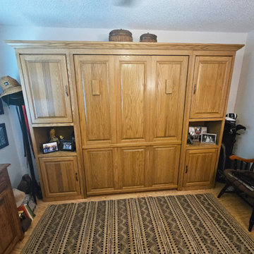 Traditional Murphy Wall Bed, and Side Pier Storage Cabinets with Crown Molding