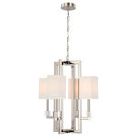 Crystorama - Dixon 4 Light Polished Nickel Chandelier - The Dixon features a simple geometric shape with a masculine silhouette bringing urban elegance to your home. For use in dining rooms, bedrooms or living rooms, the sleek, heavy squared frame is accompanied by white silk rectangular shades and gleaming crystal cubes is a beautiful choice in both transitional and contemporary homes.