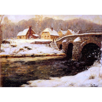 Fritz Thaulow A Stone Bridge Over A Stream In Winter Wall Decal
