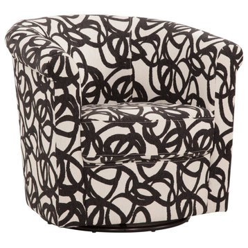 Marvel 360 Swivel Barrel Chair by Grafton Home, Tangled Black and Cream