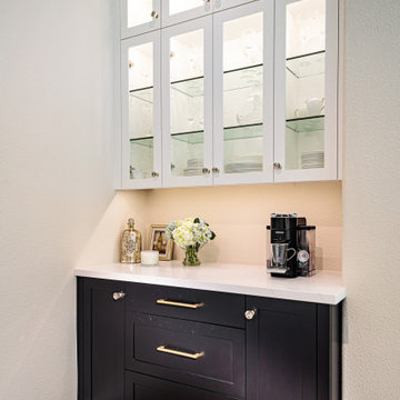 Dry Bar with Black and White Cabinets
