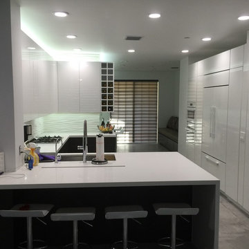 high gloss acrylic/textured laminate kitchen