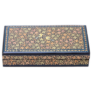 Handmade Chinar Paradise  Papier mache and wood decorative box (7 inch) - India