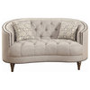 Loveseat with Button Tufting and Nailhead Trim, Gray