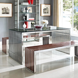 GRIDIRON W WOOD INLAY - Accent And Storage Benches