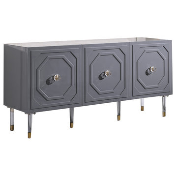 Jadran 65" Lacquer With Gold Accents Sideboard, Gray