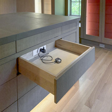 Contemporary Primary Closet Island with In-Drawer Charging