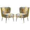 Upholstered Accent Side Chair With Tufted Back Set of 2, Yellow