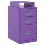 OSP Home Furnishings - 3 Drawer Locking Metal File Cabinet With Top Shelf, Purple - Keep files organized and your office working at peak performance with our locking metal file cabinet with convenient top shelf. Available in several colors to match any workspace. Deep full sided drawers glide smoothly keeping files at your fingertips and locking lower drawer offers storage for important documents or valuables. Ships fully assembled.