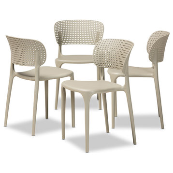 Elvia Contemporary 4-Piece Stackable Dining Chair Set Beige