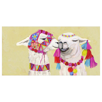 "Llama Pair With Poms" Canvas Wall Art by Cathy Walters