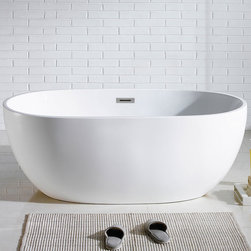 60" x 30" White Oval Soaking Free-Standing Bathtub - Bathtubs