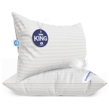 Superior 700 Fill Power -  100% Hungarian White Goose Down Pillow., King (Set of 2), Firm