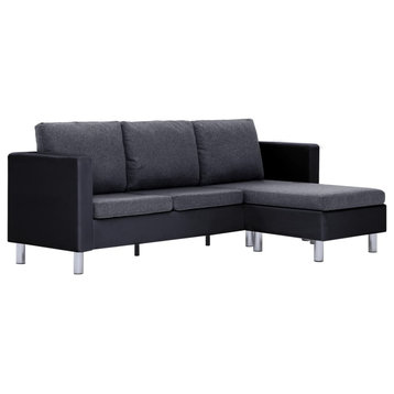 vidaXL Sofa Upholstered Sectional Sofa Couch with Cushions Black Faux Leather