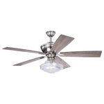 Vaxcel - Huntley 52" LED Ceiling Fan  Satin Nickel - The Huntley is a timeless collection inspired by mid-century small-town aesthetics. The vintage schoolhouse glass is the focal point of this design with its unique profile. Add a vintage Edison style filament bulb to the included light kit to complete the look. This fan is compatible with sloped ceilings and includes a 6 inch down rod (longer down rods sold separately). Remote control included for added convenience.