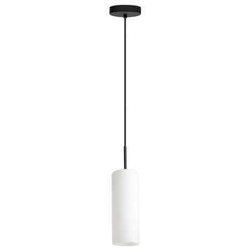 Troy 3 1-Light Pendant,, Structured Black Finish, Opal Glass Shade