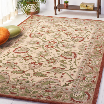 Safavieh Antiquity Collection AT65P Rug, Rust/Ivory, 6' x 6' Square