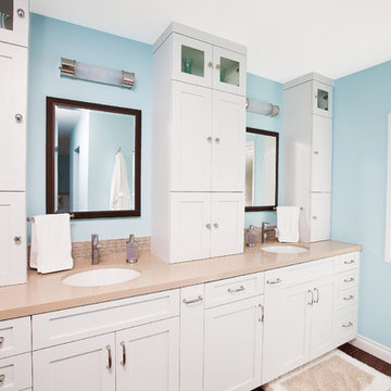 Refreshing Blue & White Master Bathroom Remodel in Torrance, CA.