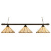 Toltec 383-BRZ-914 Bronze Finish 3-Light Round Bar with Swirl Ends