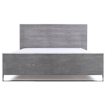 Modrest Charlene 80x84" Modern Stainless Steel Eastern King Bed in Elm Gray