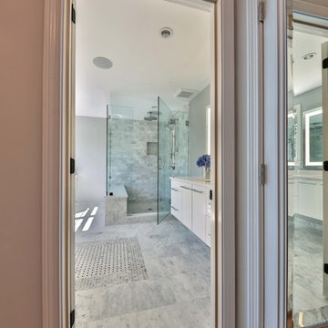 Modern Carrara Marble Bathroom Remodel, Andover, MA