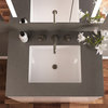 36" Double Drawer Vanity, White Glass, Stone Gray Top