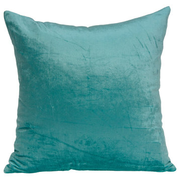 Parkland Collection Camila Transitional Aqua Solid Pillow Cover With Poly Insert