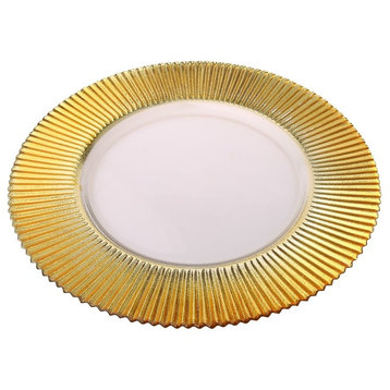 Classic Touch  Glass Chargers With Gold Border, Set of 4